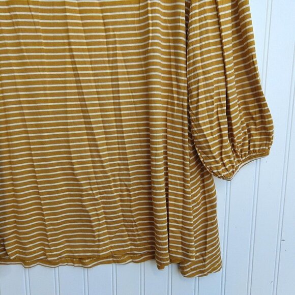 Paisley Raye "Violet" Yellow Stripe Print Top Plus Size 1X NWT USA 3/4 Sleeve - Picture 8 of 12